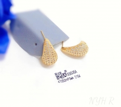 Water drop model fine gold/silver color stud earring