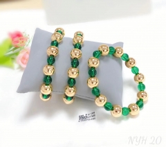 Green/gold handmade beads polishing bracelet set