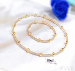 Polishing ball style zircon model gold/silver color bracelet necklace set