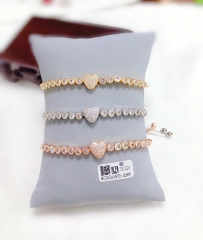 Artificial gemstone heart bangle set