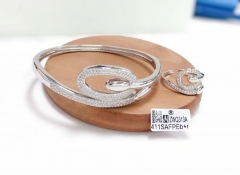 Fashion fine silver/gold bangle ring set