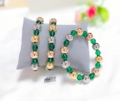 Green handmade beads polishing bracelet set