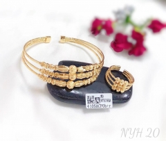 Handmade beads style shiny bangle ring set