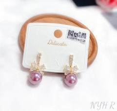 Bow model fashion pearl gold/silver color earring