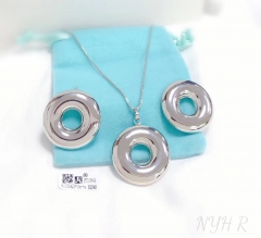 Polishing round arc style silver/gold color earring necklace set