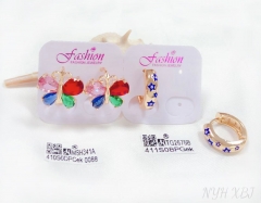 Colorful zircon butterfly model shiny earring