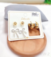 Bow model exquisite pearl earring