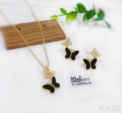 Butterfly model dazzling earring necklace set