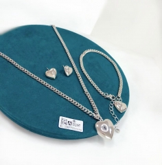 Heart model dazzling silver/gold color jewelry set