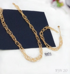 Simple fine style gold/silver color bracelet necklace set