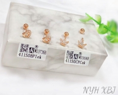 Heart/crown model shiny stud earring