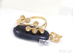 Ball style glossy gold/silver bangle ring set