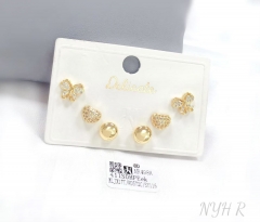 Butterfly/heart/round model gold/silver color stud earring