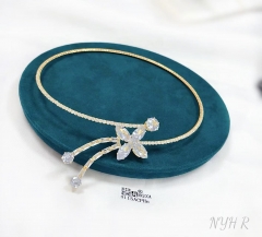 Artificial gemstone butterfly necklace