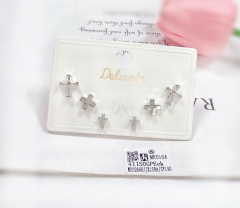 Cross model shiny silver/gold color stud earring