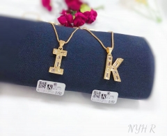 Customized name I/K with zircon necklace