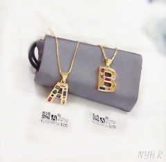 Customized name A/B with colorful zircon necklace