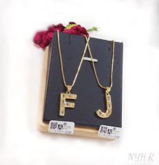 Customized name F/J with zircon necklace