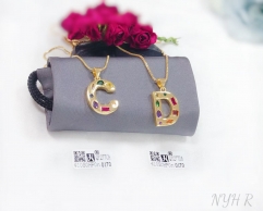 Customized name C/D with colorful zircon necklace