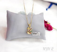 Customized name S with colorful zircon necklace