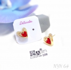 Heart style red zircon model stud earring