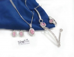 Pink zircon fashion silver/gold color jewelry set