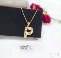 Customized name P with zircon necklace