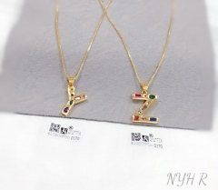 Customized name Y/Z with colorful zircon necklace