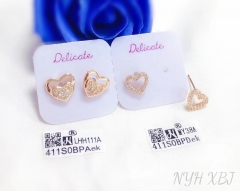 Hollow heart style fine stud earring