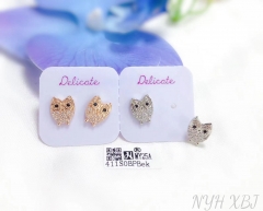 Owl model fine stud earring