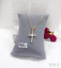 Cross model pendant zircon necklace