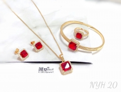 Red zircon fashion gold/silver color jewelry set