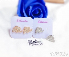 Elephant model zircon stud earring