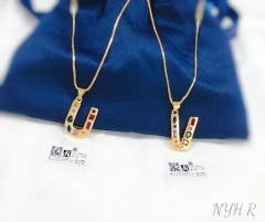 Customized name U/V with colorful zircon necklace