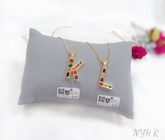 Customized name K/L with colorful zircon necklace