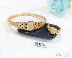 Exquisite shiny style gold/silver bangle ring set