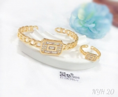 Fashion hot sale style gold/silver color bangle ring set