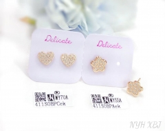 Heart/flower model fine stud earring