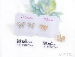 Bow shape small fine stud earring