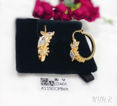 Flower style zircon shiny earring