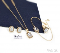 Square zircon bright jewelry set