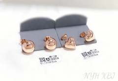 Round/heart model polishing stud earring