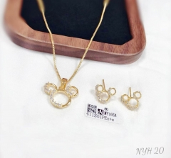 Hollow mickey style fashion earring necklace set