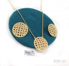 Round model hollow style polishing gold/silver color earring necklace