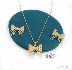 Bow model fashion style gold/silver color earring necklace set