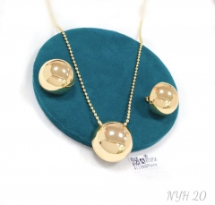 Polishing half ball model shiny earring necklace set