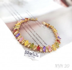 Half zircon half polishing oval model bracelet