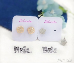 Square/star model zircon stud earring