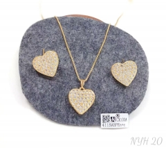 Full diamond heart model dazzling gold/silver earring necklace set