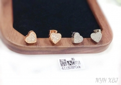 Full zircon heart exquisite style stud earring